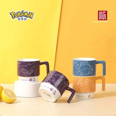 Керамические кружки SHUNXIANG Лицензированные кружки Pokémon Снорлакс Штабелируемые Каваи Аниме Мальчик Девочка Чашка для завтрака Молока Сока Керамическая кофейная кружка