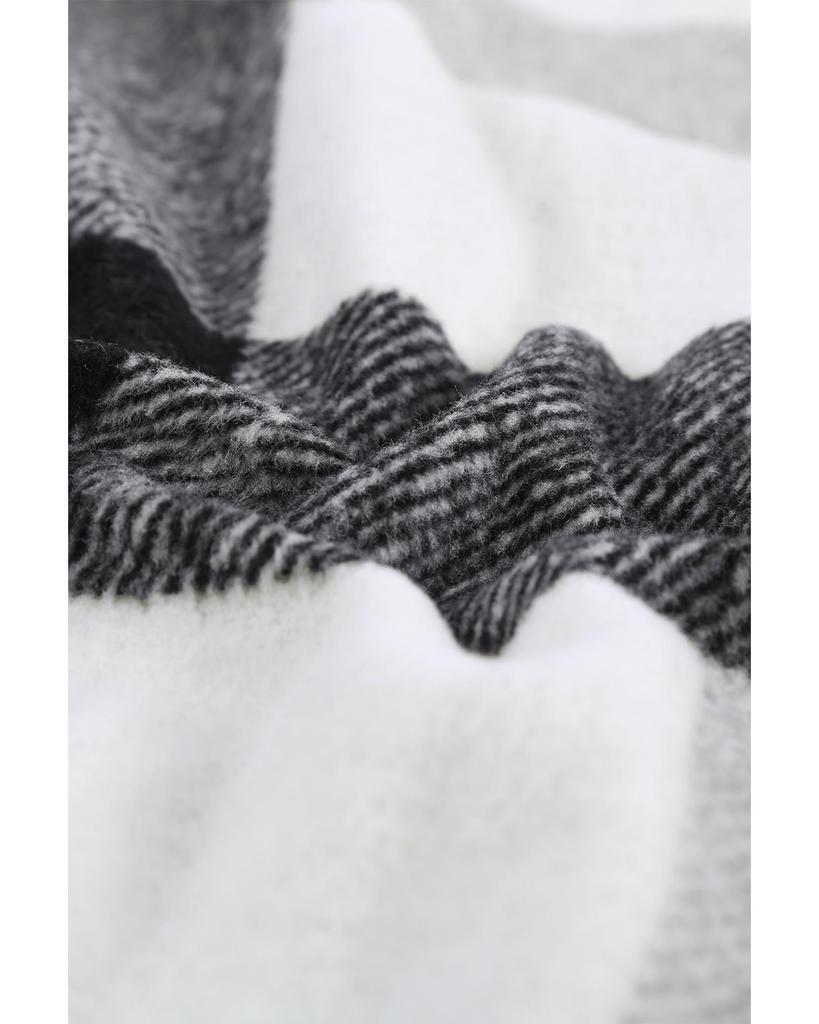 Azura Exchange Color Block Plaid Buttoned Jacket with Pocket