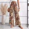 Модные винтажные принты, широкие брюки, женские повседневные брюки с высокой талией, весна-лето, офисная женская одежда, уличная одежда