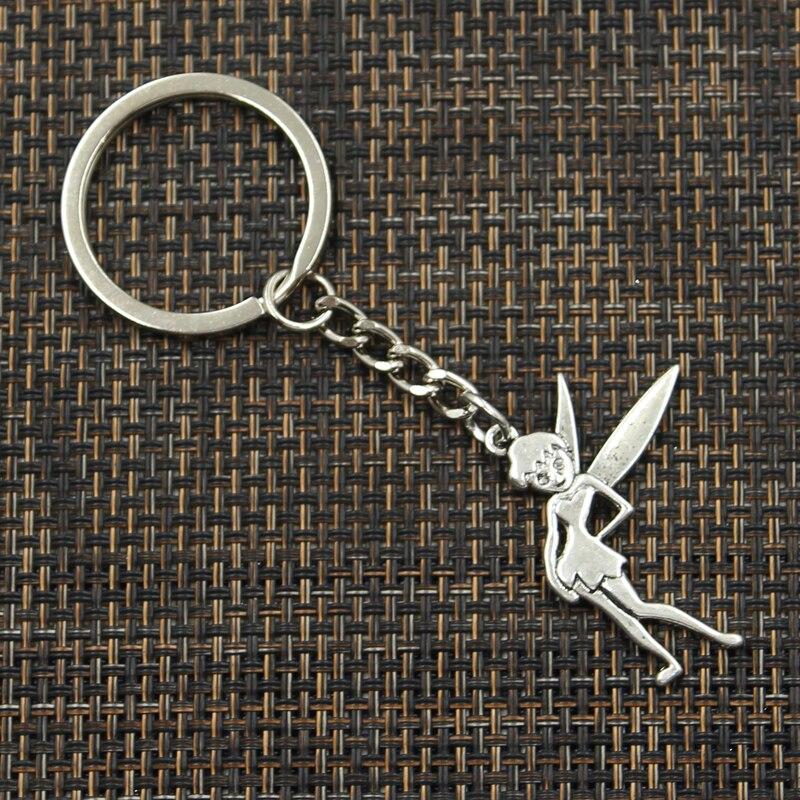 Fashion 30mm Key Ring Metal Key Chain Keychain Jewelry Antique Plated Fairy 36x27mm Pendant