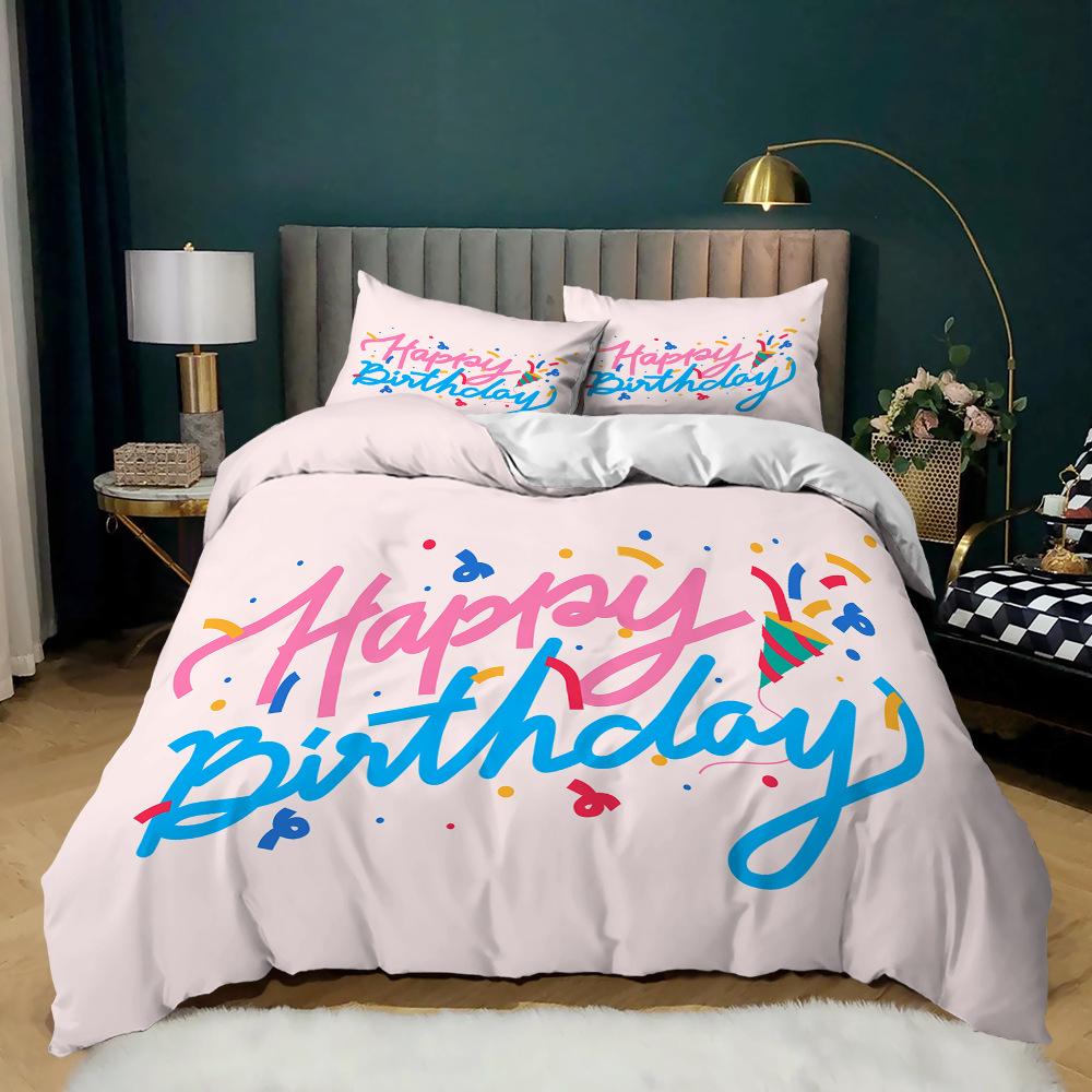 Пододеяльник Happy Birthday King Microfiber Happy Birthday To You Комплект постельного белья в праздничном стиле Soft Queen King Size Пододеяльник
