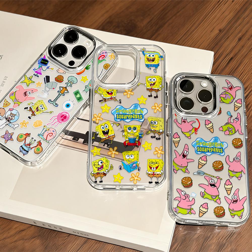 Милый чехол для нового телефона S-SpongeBob для iPhone 17 16e 16 15 14 13 12 11 mini Pro Max X XR XSMAX Air Plus Прозрачный Мягкий чехол