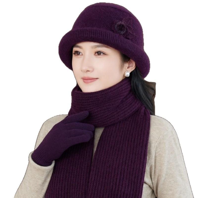 The elderly hat winter mother hat wool hat old lady grandma old man cold hat rabbit fur warm knitted hat