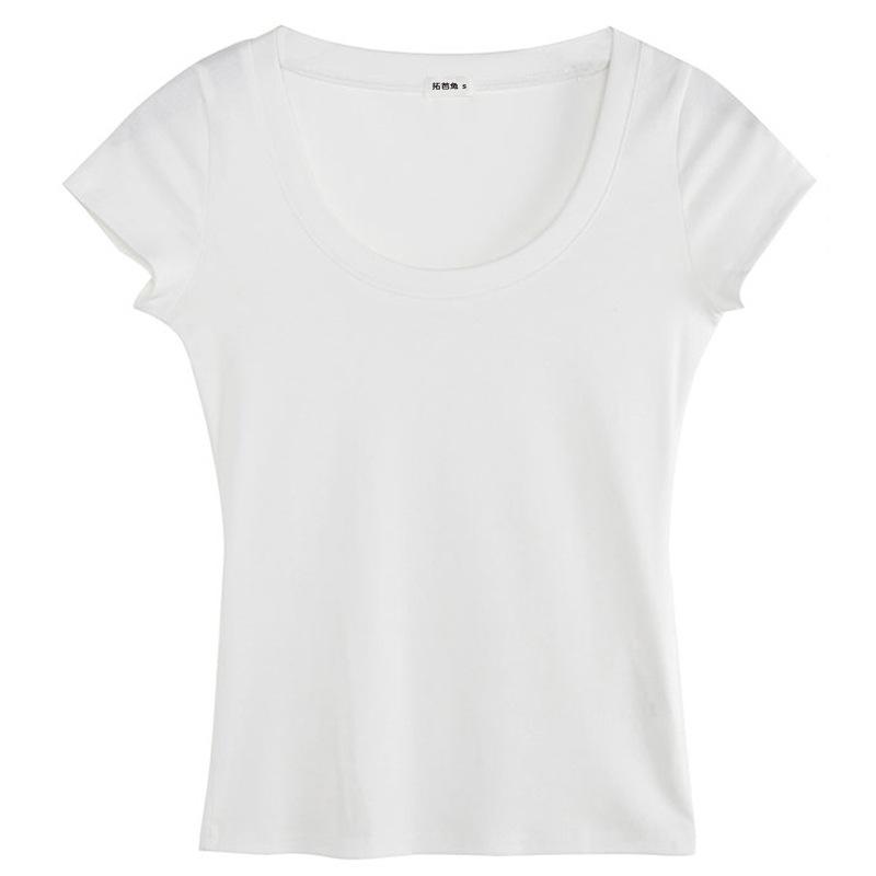 230g Pure Cotton Short-sleeved T-shirt for Women In Summer New Solid Color Round Neck Versatile Simple Base Shirt Korean Women's Clothing