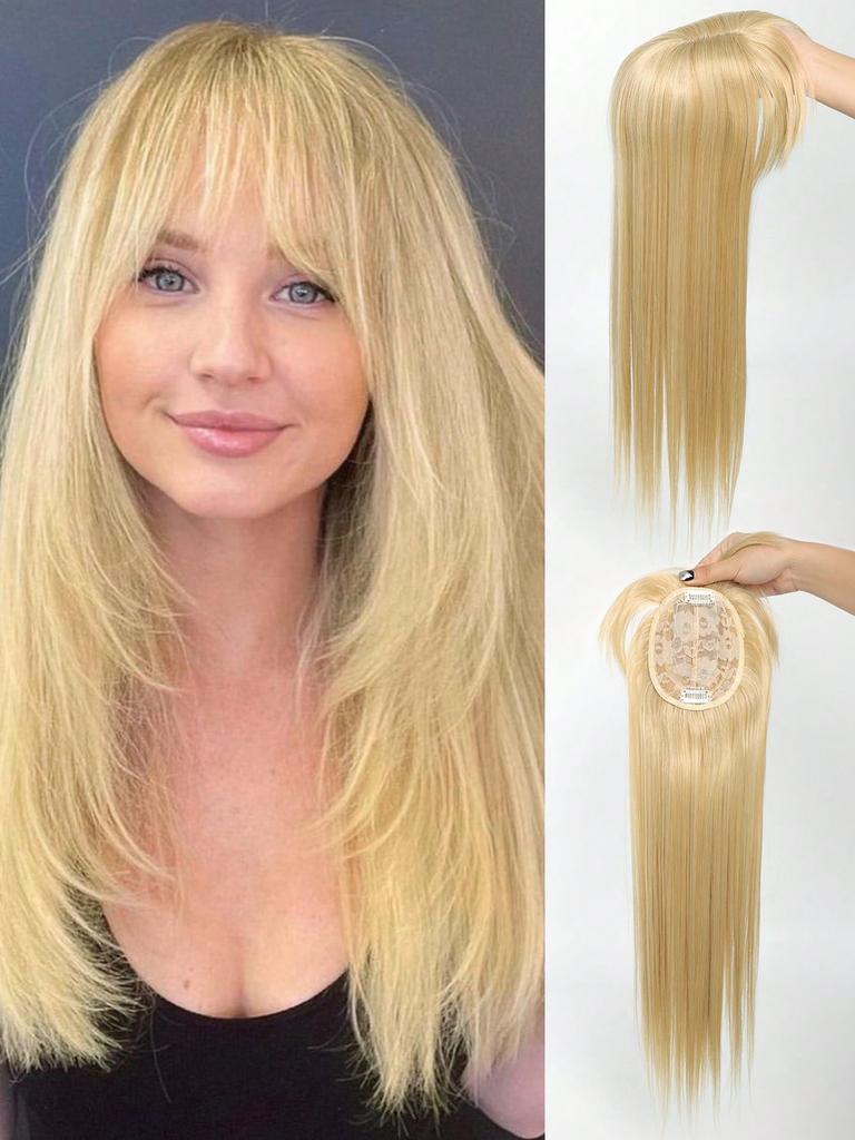 Синтетический длинный прямой верхний слой для волос с челкой, накладные волосы, натуральный сменный чехол, термостойкий для женщин, искусственный парик