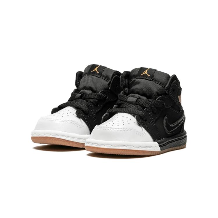 Jordan Air Jordan 1 High top Toddler Shoes Black White Gold Infant And Toddler 644507-021