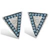 [P1241] - Silver Turquoise 'Navajos' Silver Earrings (triangles) - 10x8 Mm