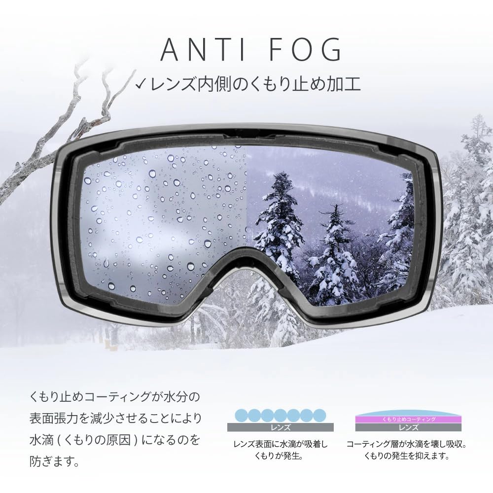 ZECK Снежные очки Азиатские Матовые для Сноубординга и Двойная Плоская Линза LZ-18J, Посадка, Черный, Катание на лыжах, Линза,