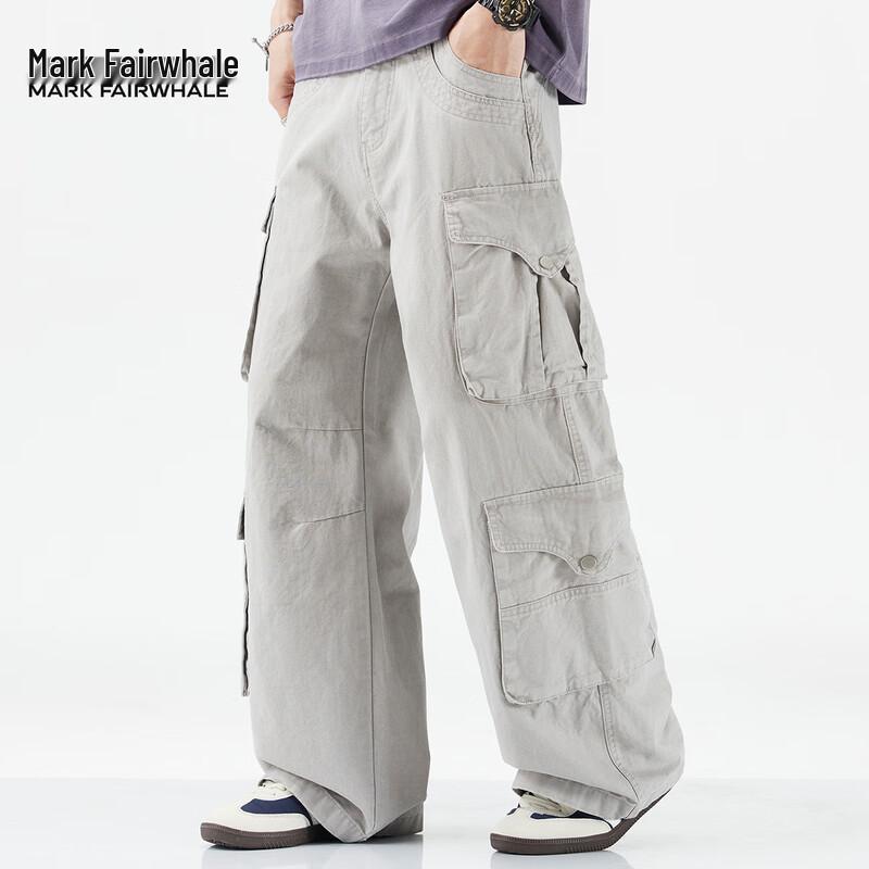Mark Fairwhale Men's Multi-Pocket Loose Fit Cotton Cargo Pants