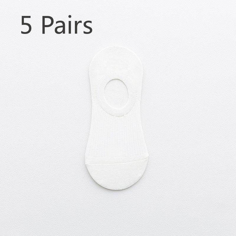 5 пар женских весенних и летних невидимых силиконовых нескользящих носков-лодочек с небольшим горлом