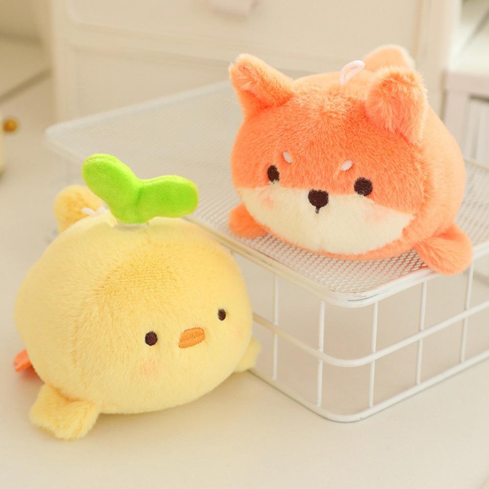 Mental Rotate Tail Plush Toy Rabbit Chick Key Ring Funny Pink Pig Plush Keychain Backpack