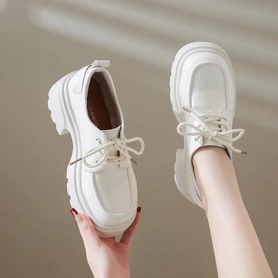 Женские лоферы на платформе из лакированной кожи 2024 Преппи стиль На шнуровке Оксфорды Повседневная женская обувь Черная обувь на толстой подошве Женская