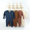 Toddler Kids Baby Boys Girls Solid Knit Tops Pants Pajamas Sleepwear Outfits Set