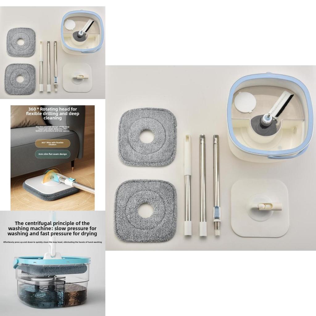 Spin Mop Bucket With Rotating Twisted Drying System For Home Cleaning Efficiency