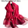 Large Luxury Organza Silk Scarf Elegant Long Scarves Beach UV Protection Turban  For Women Hijab