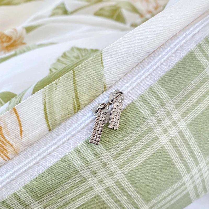 Цветочный пододеяльник в садовом стиле, 100% хлопок, бохо-эстетика, зеленый, с рисунком из разноцветных цветов, 3 предмета