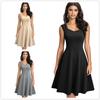 Women's Elegant Dress A-Line Large Swing Skirt Solid Color Slim Slim Dress
