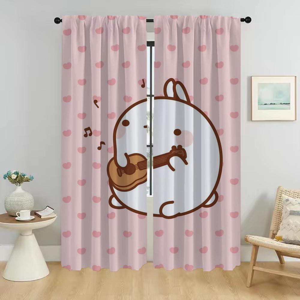 Molang Anti-mosquito Curtains 2 Pieces Halloween Decoration Window Curtain for Room 2 Panel Home Interior Curtains Partition