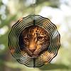 10 Inch Leopard Pattern Wind Chime for Outdoor Decor Rotating Hook Hanging Ornament Perfect for Patio Garden Lawn Spring Summer Gift