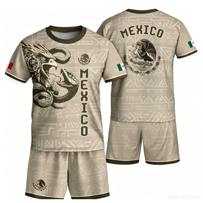 2026 Aztec Mexico Inspired Breathable 3D Digital Print Short Sleeve Soccer Jersey Casual Sport Tee Men