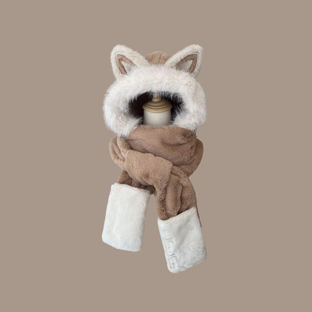 Keep Warm Hat Scarf Gloves Set Thickened Ear Protection Cap New Women Beanies Cap Autumn Winter