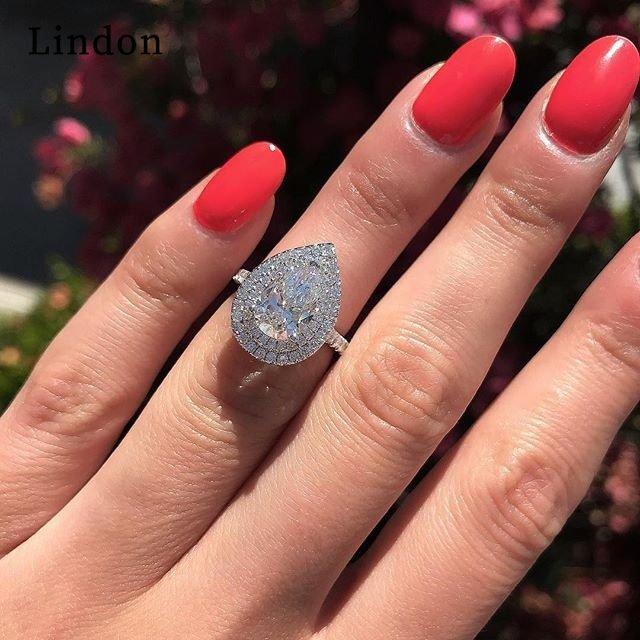 Классическое кольцо Lindon для женщин с цирконом круглой формы, подарок на свадьбу, размер 6-10