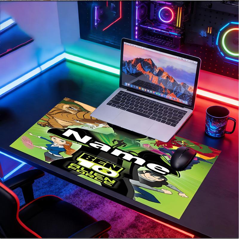 Custom Name Personalized Ben 10 Cartoon Pattern Mousepad, Laptop PC Desk Mat, Decorative Desk Mat for Home Keyboard Pad Gift