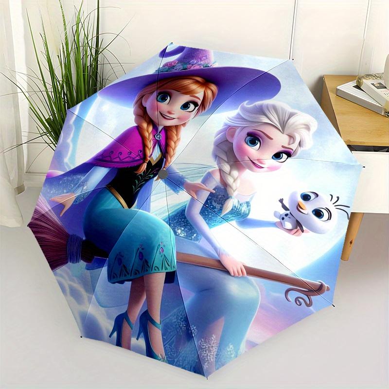 Anna,Elsa Automatic Umbrella - Tri-fold Portable Umbrella, Best Holiday Gift for Men and Women, Durable Iron Frame, Playful Design, Sturdy a