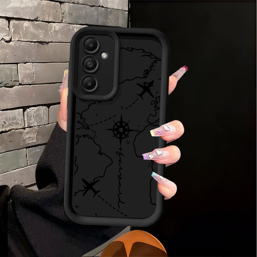 Мягкий чехол для телефона с рисунком маршрута самолета для Samsung Galaxy A12 A13 A71 A72 A73 A35 A36 A15 A16 A26 A32 A53 A54 A33 A34 A22 A23 A51