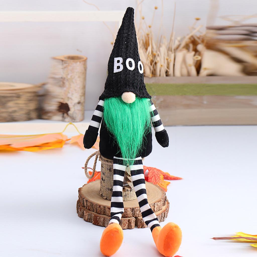 Halloween Decoration Long Legs Faceless Doll Black Witch Cloak Hat