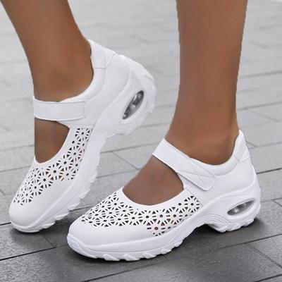 Женская летняя повседневная обувь, белая обувь, обувь на воздушной подушке, дышащая спортивная прогулочная обувь на платформе