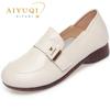 Fashion AIYUQI Ladies Shoes Wdges 2024 New Fall Casual Genuine Leather Mom Shoes Women Round Toe Large Size Women's Shoes