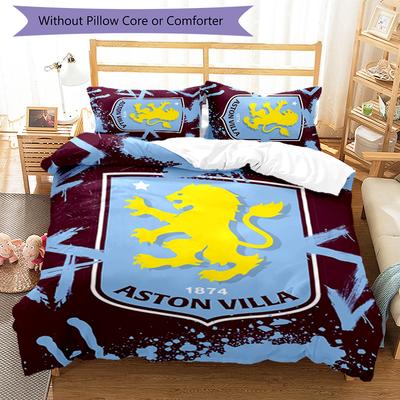 3pcs Aston Villa FC Logo Pattern Bedding Set Duvet Cover Set Includes Duvet Cover &pillowcases, Perfect All Season Bedroom Decoration & Gift