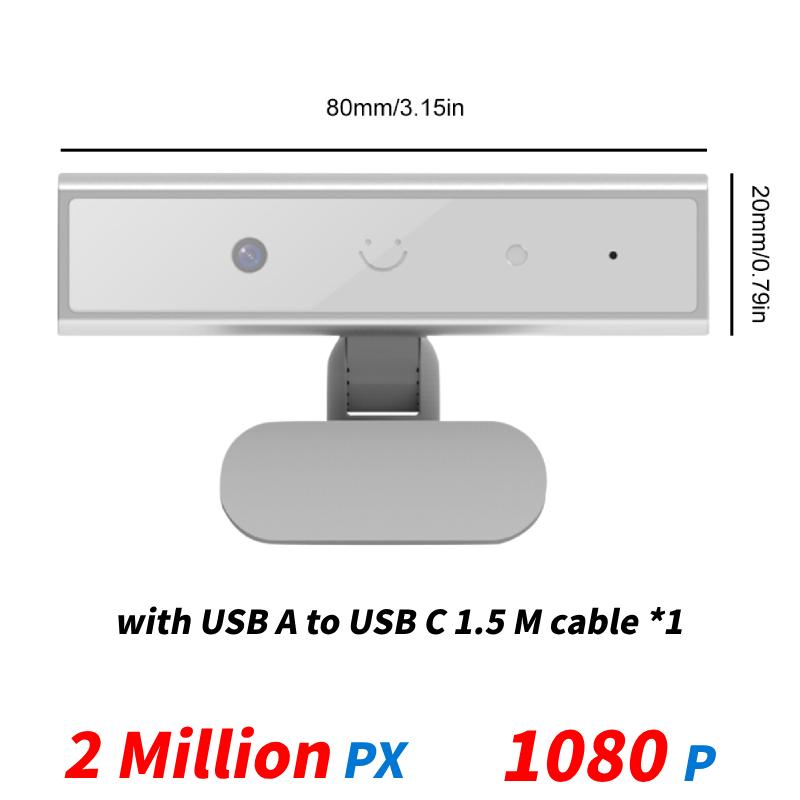 Identification Login Web Camera for Windows 10/11 HD 1080P Detachable USB Computer Facial Recognition Webcam Built-In Microphone