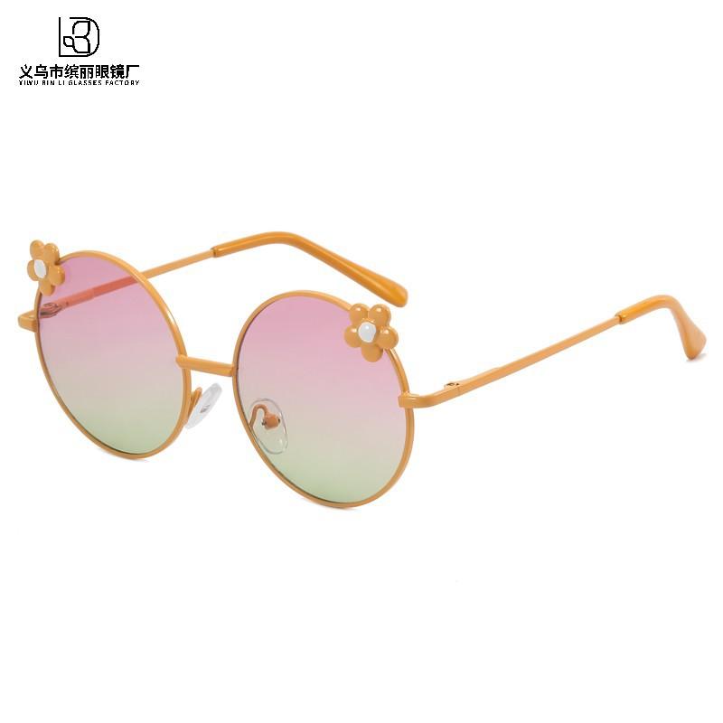 Children'S Sunglasses Fashion Wear Party Party Glasses Cute Girl Flower Boy Metal Frame Sunglasses