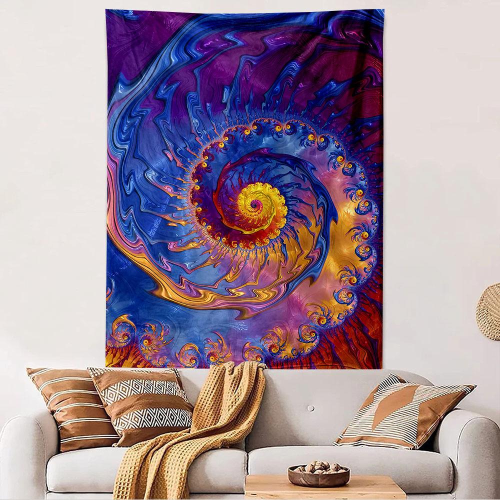 Fractal Spiral Tapestry Wall Hanging, Colorful Swirl Art, Wall Decor for Bedroom Living Room Dorm