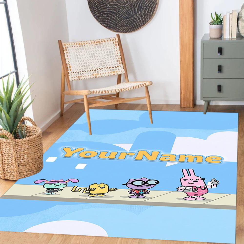 Wow! Wow! Wubbzy Personalized Text Area Rug Suitable for Kitchen Balcony Living Rooms Bedrooms Anti-slip Rug Anime Office Decor Best for Christmas