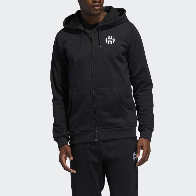 Adidas Баскетбольная толстовка с логотипом и принтом на молнии, мужская верхняя одежда, черный DX6795