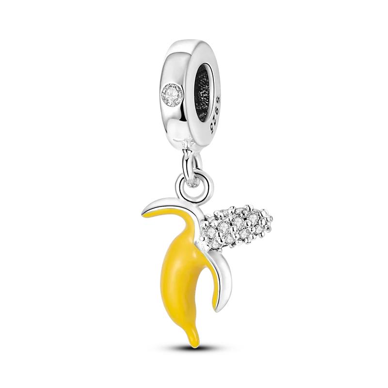 925 Sterling Silver Beads Yellow Moon Sunflower Butterfly Giraffe Beads Pendant Charms Fit 4mm Aperture Bracelet Jewelry Making