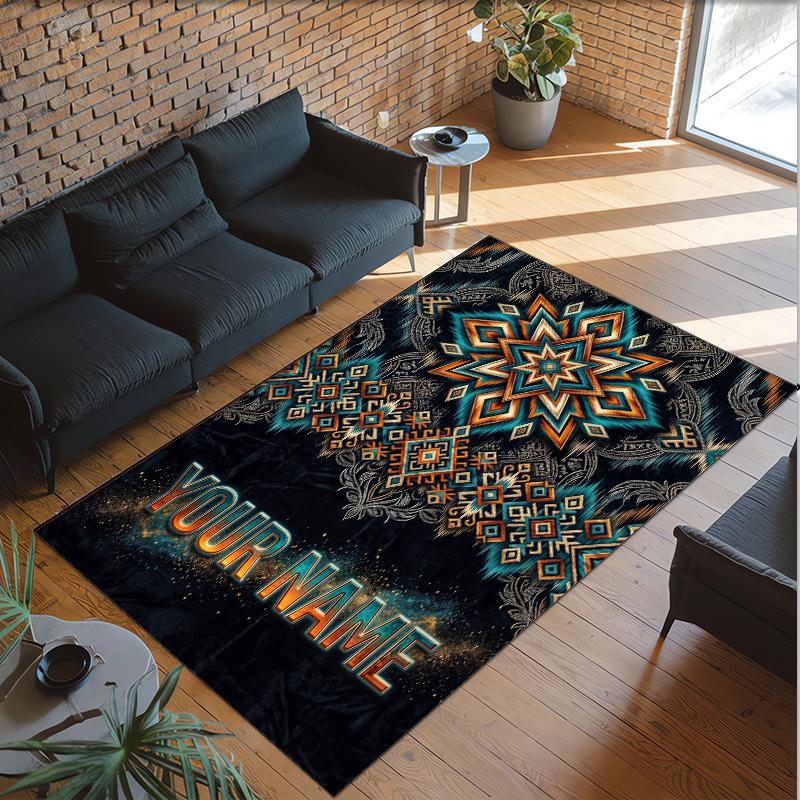 Decorative Artwork Theme Crystal Velvet Rug Personalized Custom Name Text Soft Floor Mat Home Decor