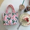 Trendy Street Style Floral Cotton Bento Bag Cute Canvas Lunch Tote For Women