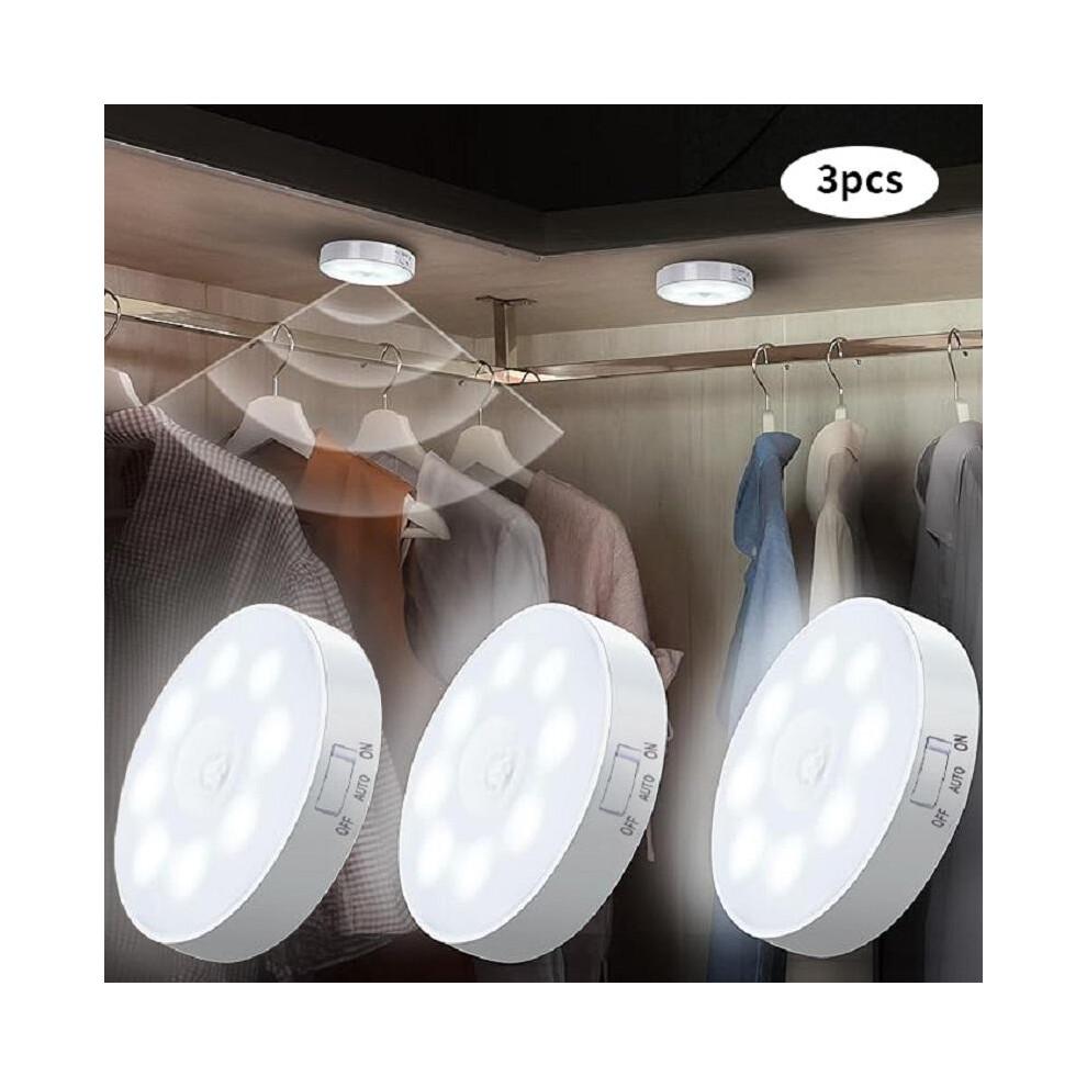 white 3pcs Motion Sensor LED Night Light USB Rechargeable Night Lamp for Kitchen Cabinet Wardrobe Lamp Staircase Wireless Closet Light