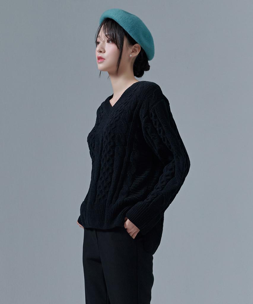 CHASECULT Women'S V-Neck Cable Sweater-Cfrg5276D03