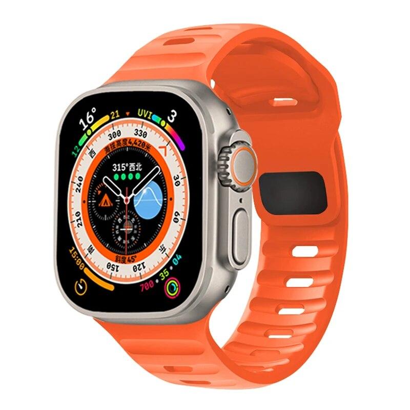 Силиконовый ремешок для Apple Watch Ultra 2 Band 44 мм, 49 мм, 45 мм, 42 мм, 40 мм, 41 мм, 38 мм, спортивный браслет Correa iwatch Series 7, 6, 3 se, 8, 9