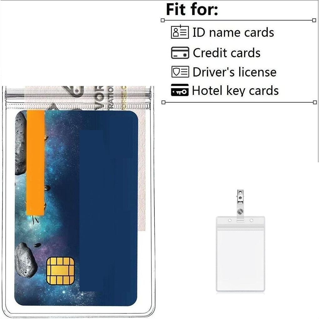 10 Pieces Waterproof Plastic Card Holder Transparent Badge Name Tag Pre-punched Cardholder with Resealable Zip