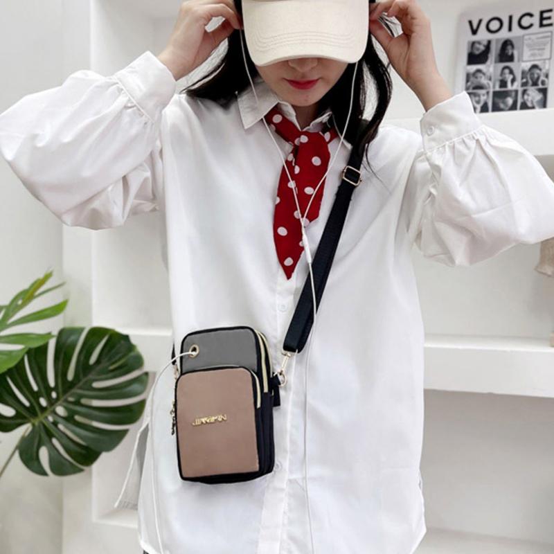 Yogodlns Нейлоновая сумка через плечо контрастного цвета для телефона, небольшая сумка через плечо с вертикальной молнией, кошелек-мессенджер, кошелек для монет, карточек