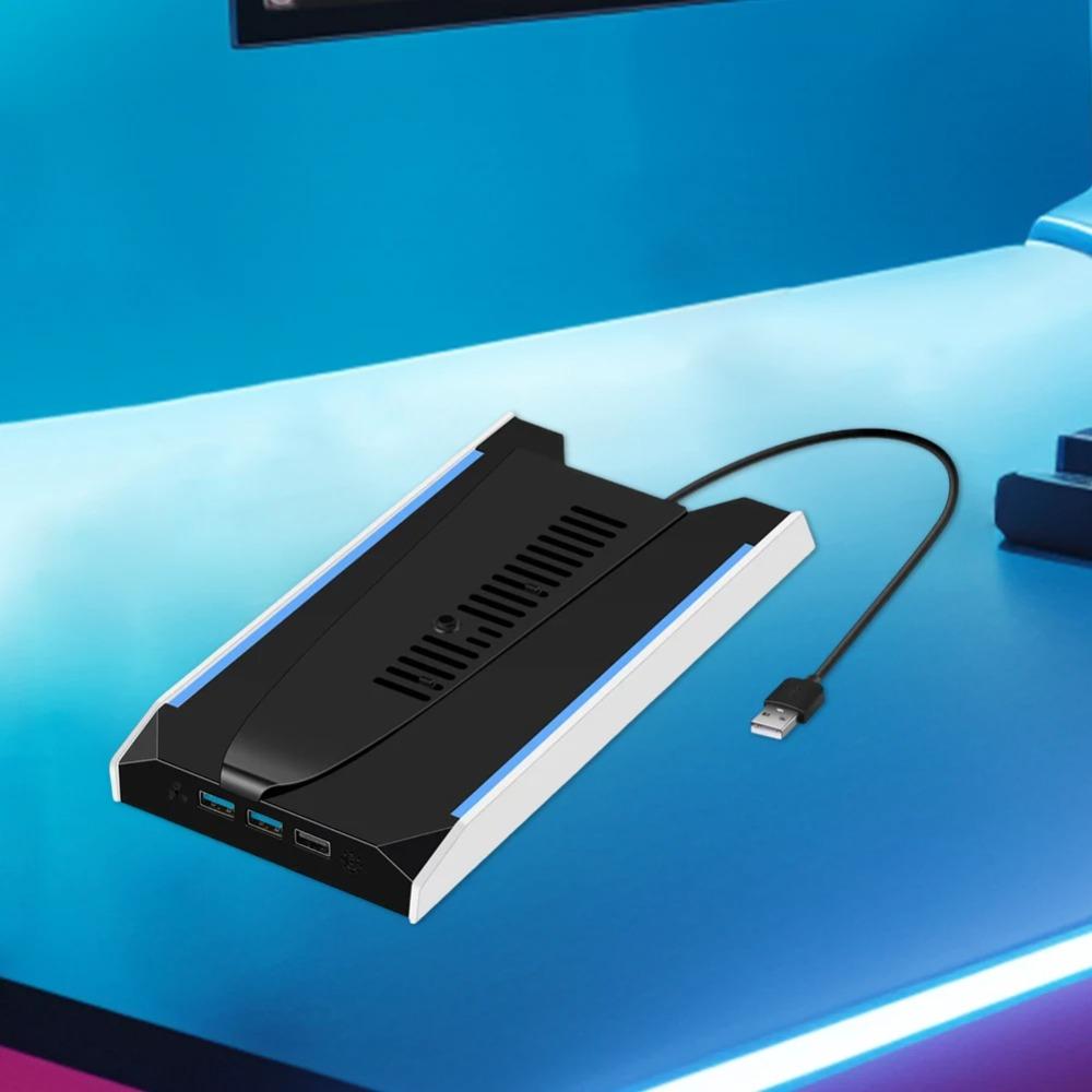 Для PS 5 Slim/PS 5 Pro RGB Базовая подставка с 3 портами USB 2.0 Вертикальный держатель 8 световых режимов для Sony Playstation 5 Игровые аксессуары