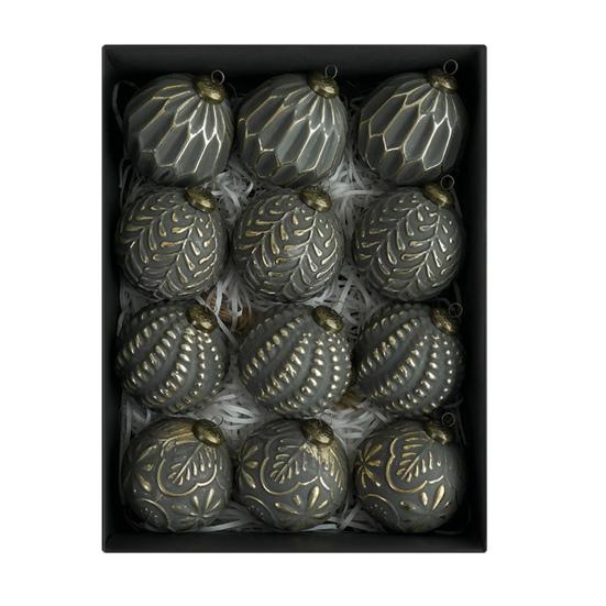 12 Pcs Christmas Ball Ornaments 3.15inch Shatterproof Plastic Balls Rustic Vintage Xmas Tree Hanging Decoration for Wedding Party Holiday Home Decor