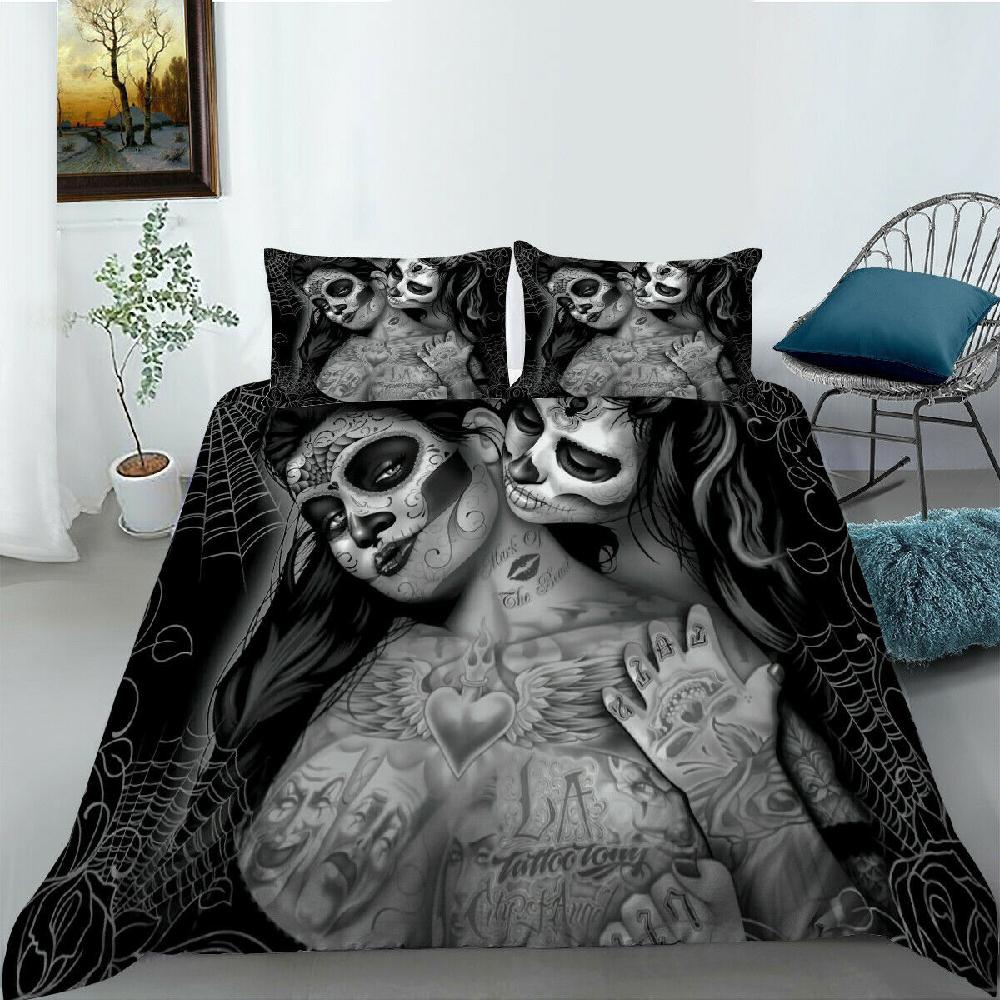 Sexy Beauty Skeleton Girl Bedding Set 3d Duvet Cover Polyester Comforter Cover Twin Queen King Single Size Luxury Fashion Gift