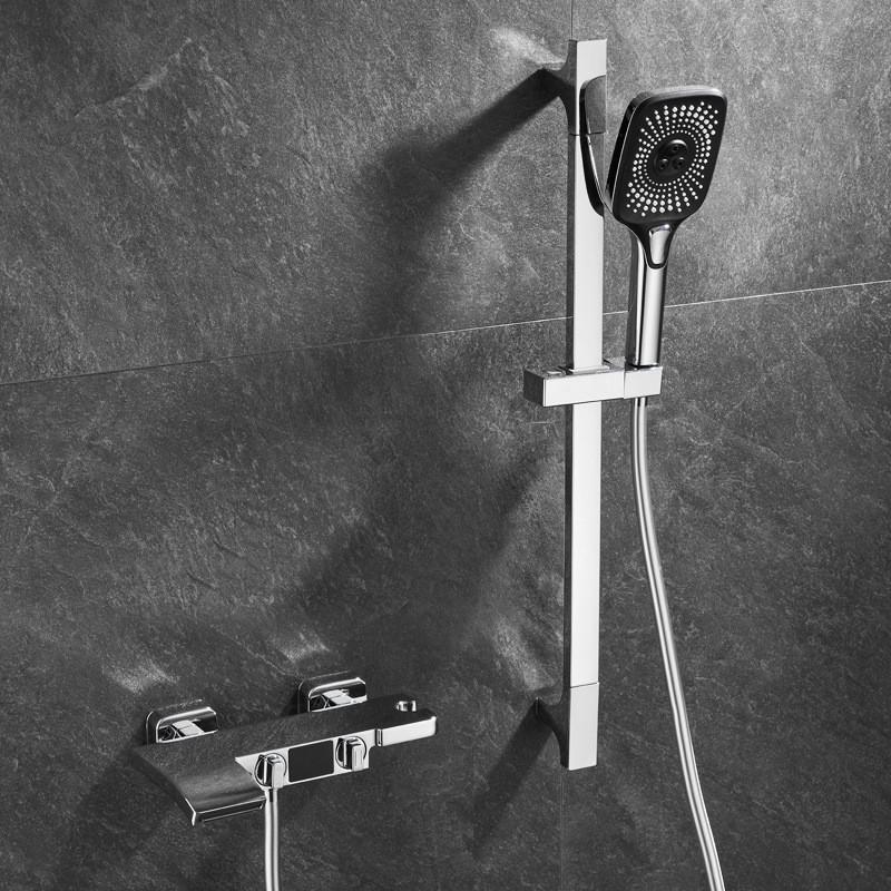 Серый цифровой дисплей для ванны и душа, настенный черный смеситель для ванны, холодная и горячая вода, белые смесители для ванны и душа